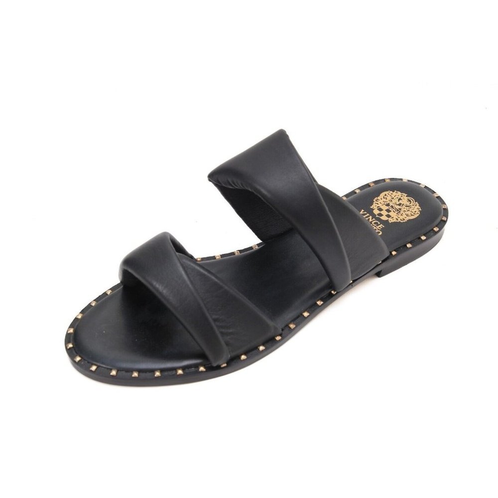 NWOB Vince Camuto Women's Palennie Puffy Flat sandals shoes slip on black  10 M
